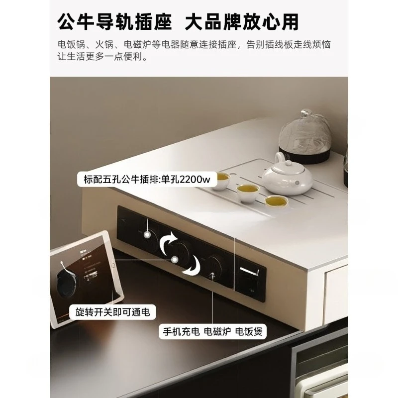 Island table integrated household retractable multi-function square and round dual-purpose small apartment storage simple