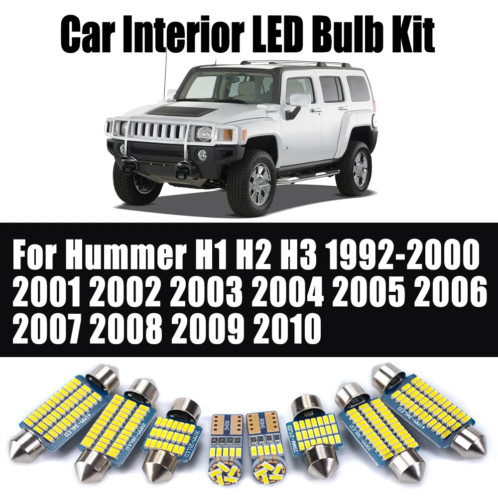 For Hummer H1 H2 H3 1992-2002 2003 2004 2005 2006 2007 2008 2009 2010 Car Bulb Accessories LED Interior Reading Light Kit Canbus