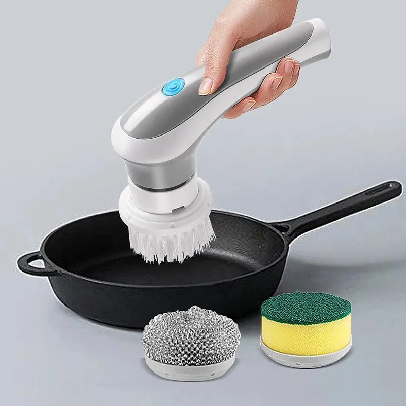 3-in-1 Multifunctional Electric Brush for Cleaning Sinks, Windows, Etc.-USB Charging, Rotating Sponge and Wire Brush