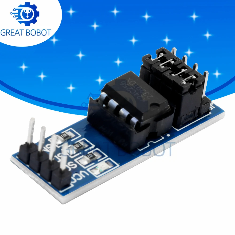 For Arduino-Compatible AT24C256 I2C Storage Board - 256Kbit 1.8-5.5V EEPROM with SOP-8 Package & Address Pins
