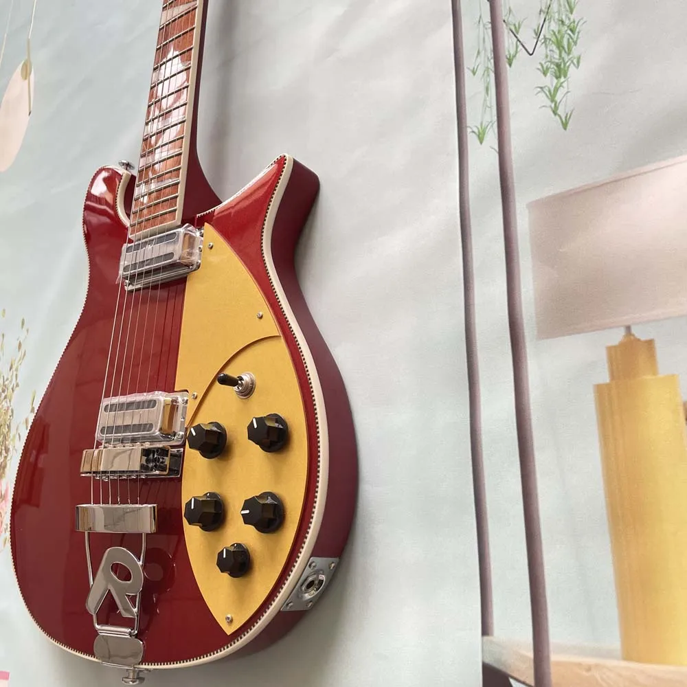 

Censtar Burgundy and Yellow Cool Electric Guitar Stainless Steel Frets 6-String 21-Fret Dual Pickups Rock Performance
