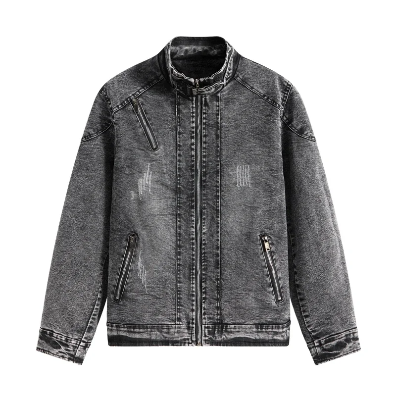 

Autumn New Men American Retro Versatile Niche Design Vintage Jean Jackets Fashion Casual Fleece Jacket Male Denim Coats