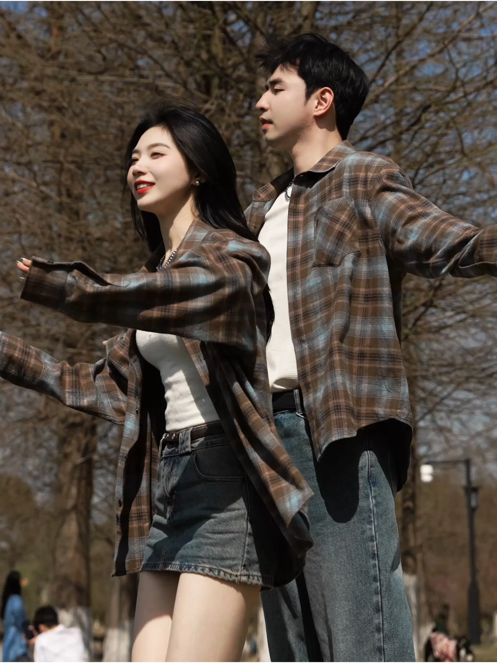 American Vintage Plaid Long Sleeve Shirt Men Women Summer Anti UV Couple High Quality Fleece Treatment Casual Style