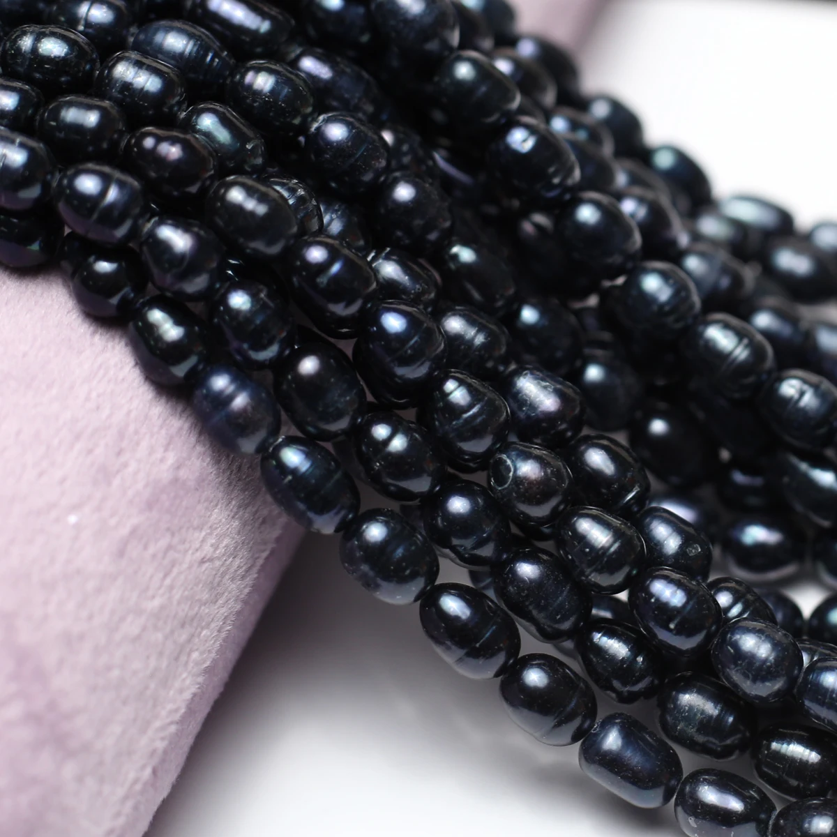 Natürliche schwarze Perlenperle in Reisform, lose Distanzperlen für die Herstellung von Schmuck, DIY-Armband, Halskette, Zubehör, 3–9 mm – Detail 5