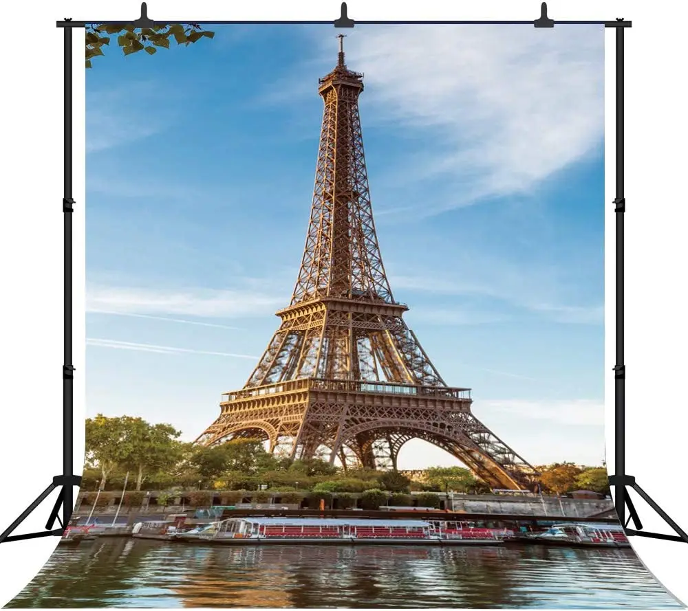 Photography Backdrop Eiffel Tower At Night Theme Decoration Studio Background Props Banner Poster