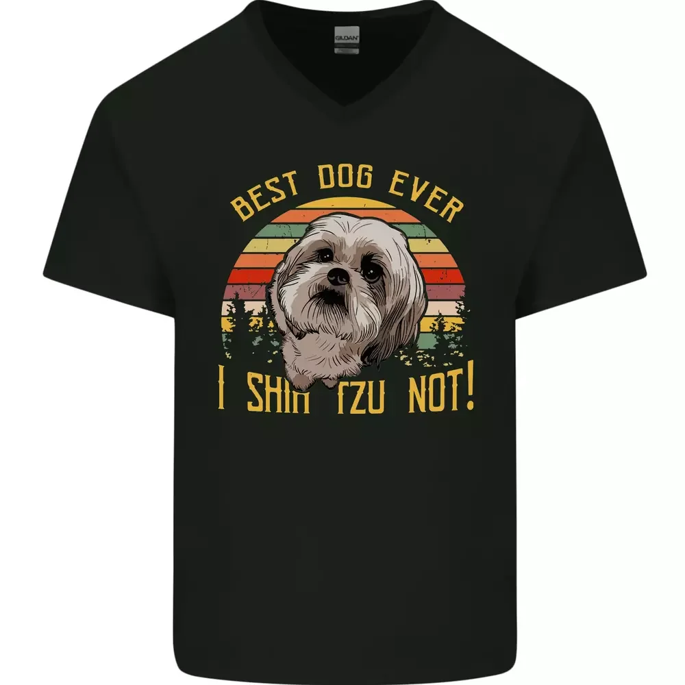 Best Dog Ever I Shih Tzu Not Funny Mens  Cotton  Tees Cotton Luxury brand vintage oversized