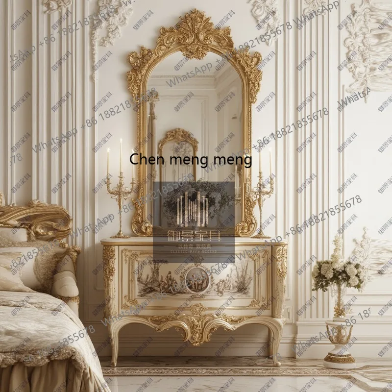 

High-end solid wood painted dresser, entrance cabinet, European-style dressing table, door-to-door end-view table
