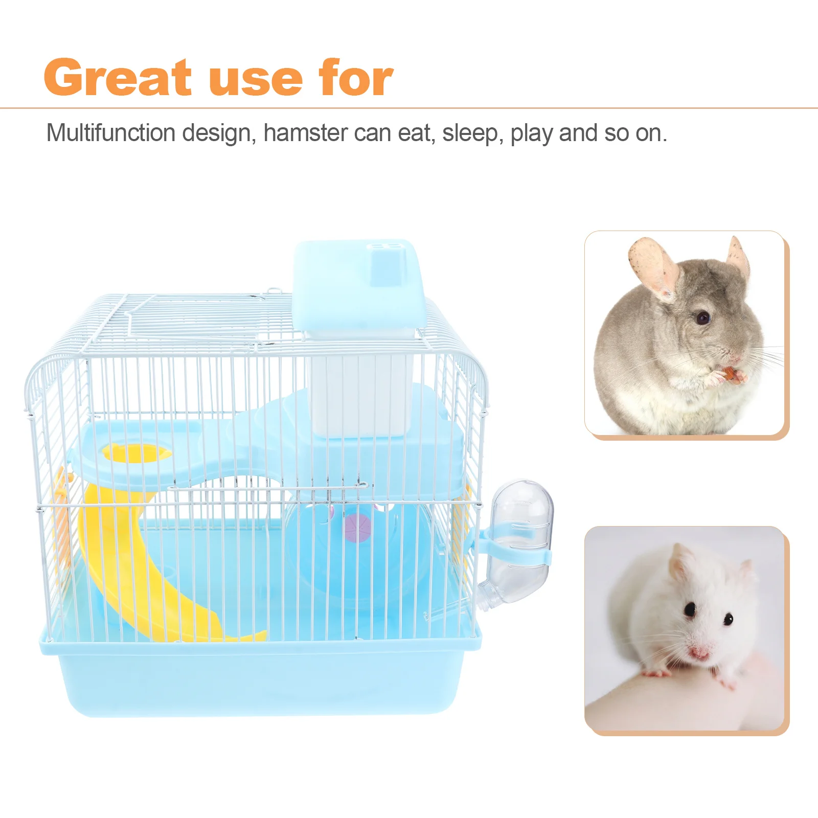 طبقة مزدوجة قفص الهامستر الضوء الأزرق المحمولة الحيوانات الأليفة الاكريليك Topranking المواد الشريحة تصميم تشغيل عجلة مانعة للتسرب المياه #1