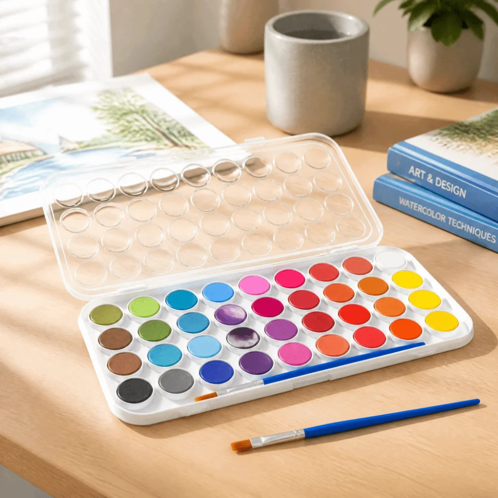 Solid Color Watercolor Paint Set Detachable Box 36 Colors Watercolor Paint Cakes Portable Student Quality Watercolour Cake