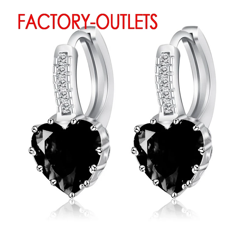 Big Promotions Luxury Heart Shape 925 Sterling Silver Brincos Pierced Earrings For Women Romantic Cubic Zirconia Gift Jewelry