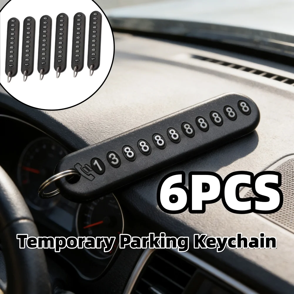 

6PCS DIY Mobile Phone Number Plate Pendant Keychain Car Key Ring Phone Number Card Anti-Lost Car Interior Key Chain Accessorie
