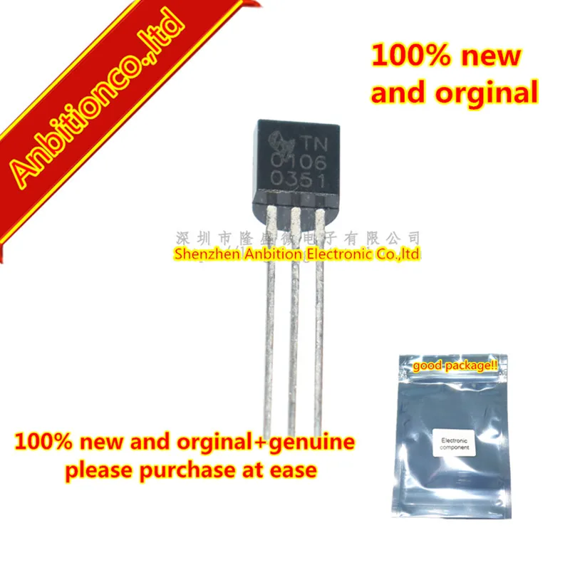 10pcs 100% new and orginal TN0106 TO-92 N-Channel Enhancement-Mode Vertical DMOS FETs in stock