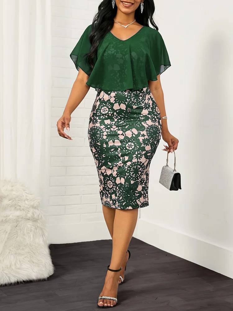 -border 2024 spring new printed slitdress plus size dress dropshipping