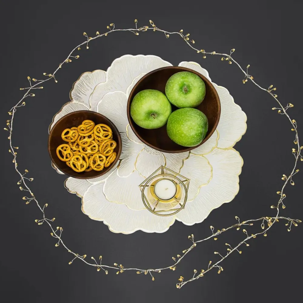 1/6/10 قطعة الذهب الإبداعي الفاوانيا هدية المفارش الشمال المنزل الوقايات البلاستيكية طاولة طعام حصيرة الزخرفية المضادة للانزلاق وجبة عيد الميلاد حصيرة #1