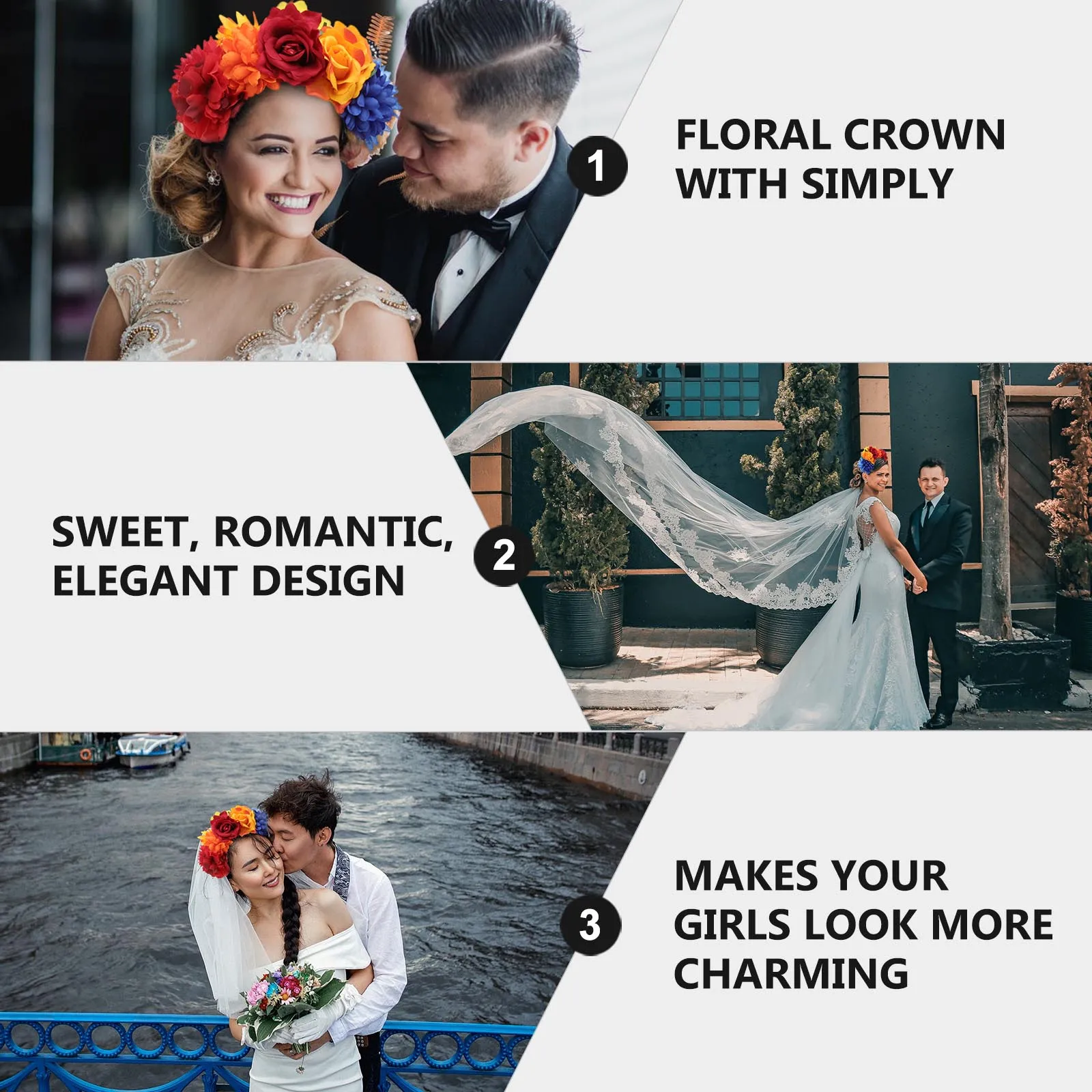 

Simulated Rose Headdress Floral Crown Headband Polyester Women Girls Hair Wreath Bridal Bridesmaids Flower Girls Weddings Family