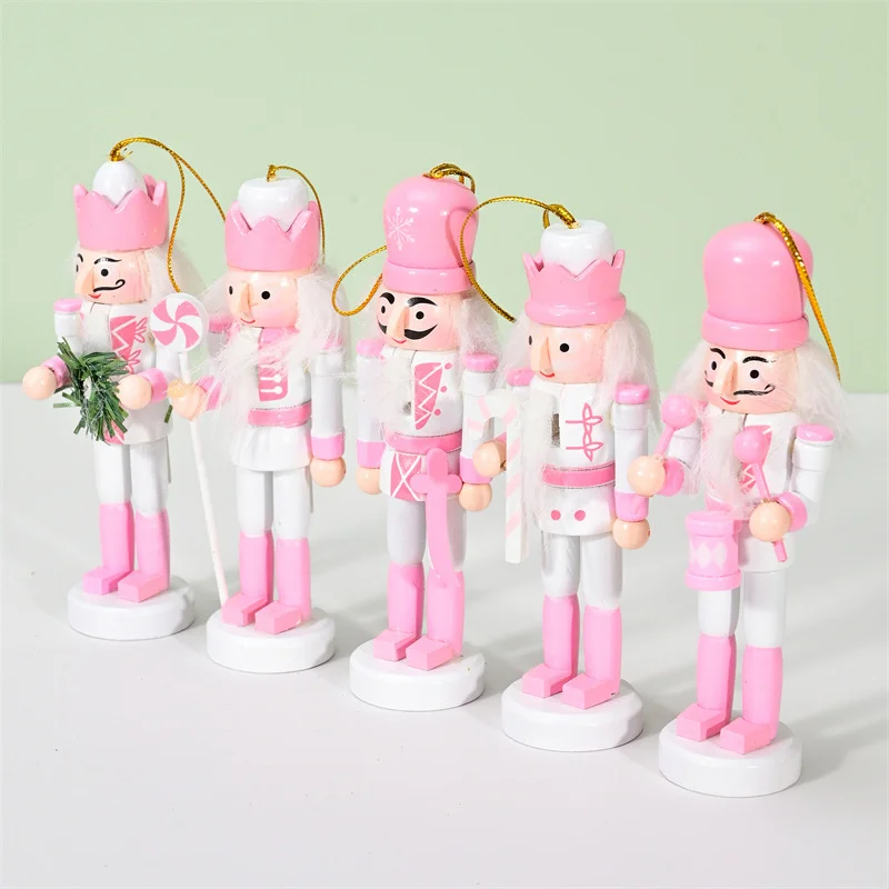 12cm New Pink SB58560 Series Classic Cartoons Nutcracker Puppet Ornaments Walnuts Soldiers Band Dolls Nutcracker Miniatures