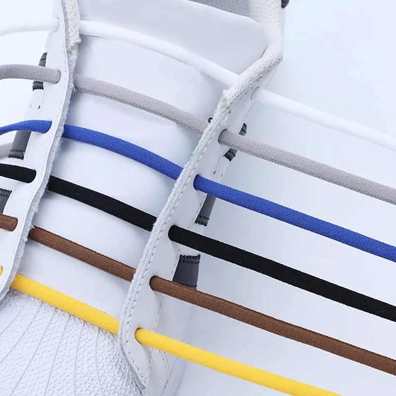 1 Pair Semicircle Elastic Laces Sneakers Shoes lace Round Color Metal Lock Shoelaces Without Ties Lazy Sports Lace Shoestrings