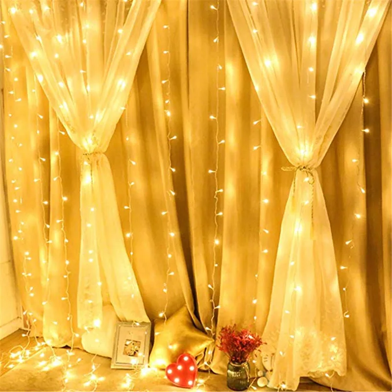 Imagem -03 - Icicle String Luzes de Natal Fairy Lights Garland Outdoor Home para Casamento Festa Cortina Decoração de Jardim ue 220v 3x3m 300led