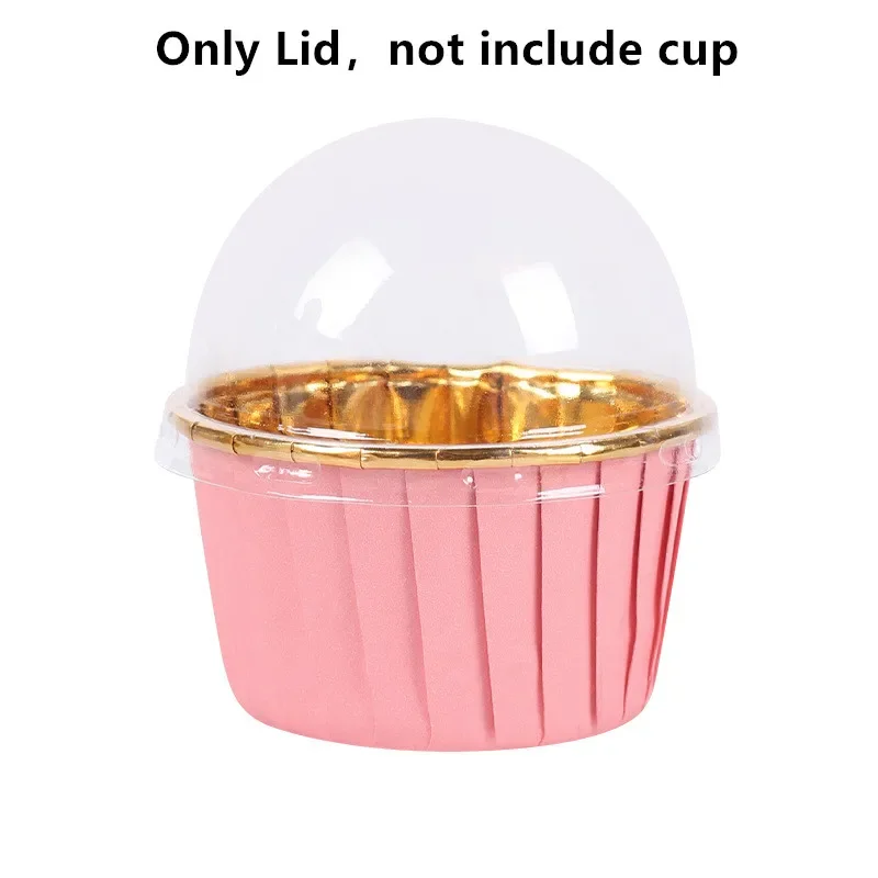 50 stücke Kunststoff Cupcake Pappbecher transparente Deckel Abdeckung Hut für das obere Kaliber 1/5/5/6,8 cm Back becher Muffin Tasse Kuchen Dekoration – Detail 5