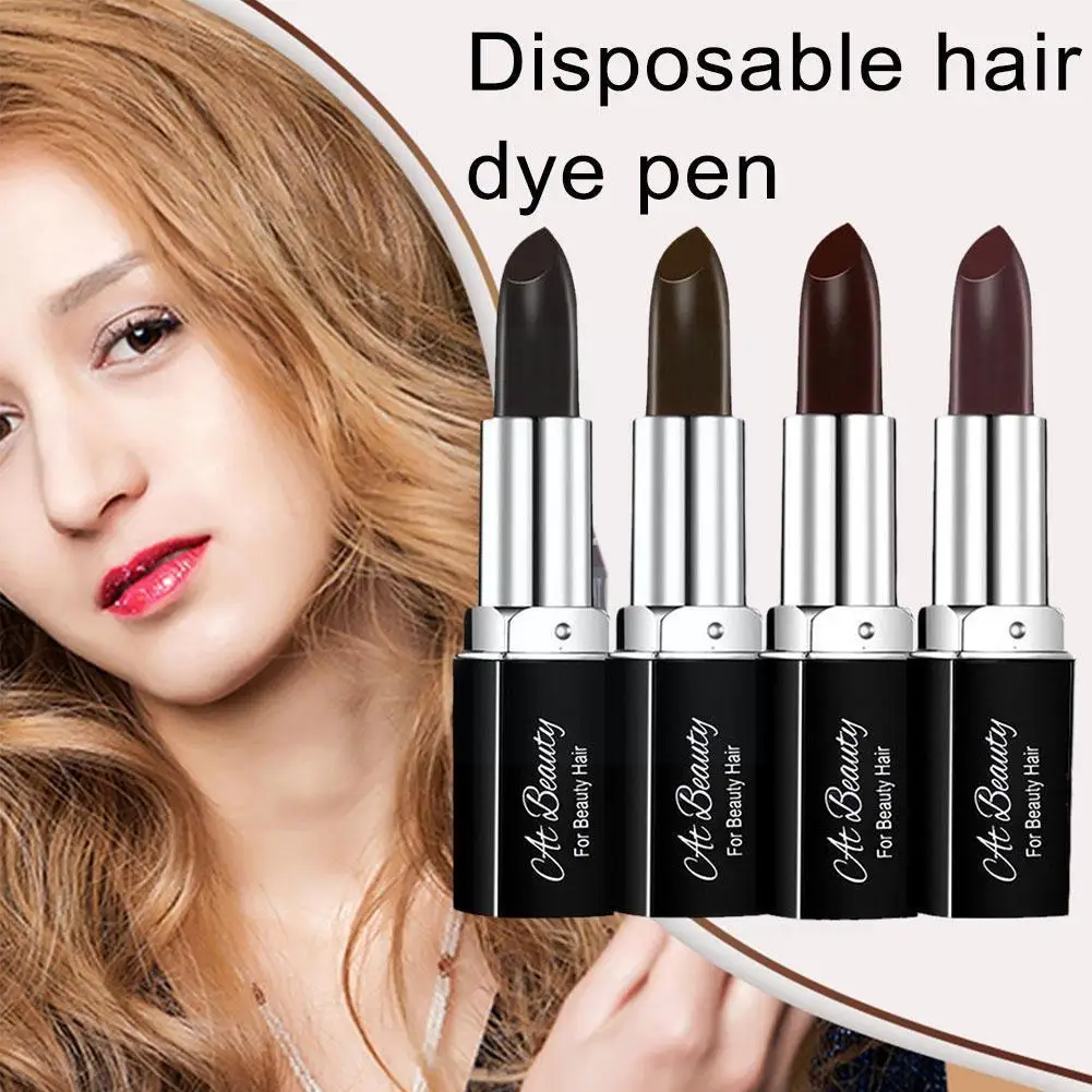 Lápiz labial desechable de tinte para el cabello, lápiz labial de tinción rápida, lápiz labial duradero de Color de tiza, cobertura de forma temporal de cabello blanco Y5G1, 4g