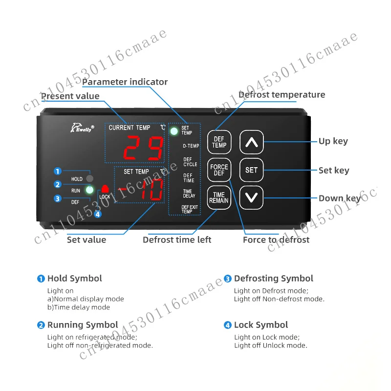 Touch Control Industrial Digital Freezer Parts Defrost Thermostat EW-285TK Temperature Controller
