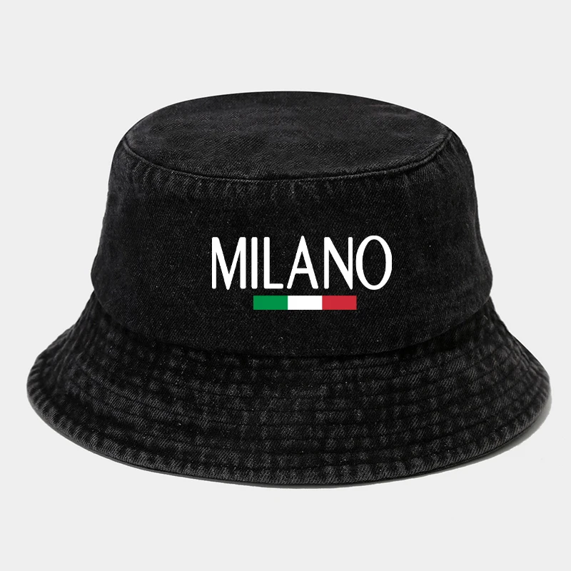 

Джинсовая шляпа-ведро с миланским принтом, унисекс, для взрослых, повседневные рыбацкие шапки для женщин и мужчин, для занятий спортом на открытом воздухе, для путешествий, Боб Homme Femme Panama