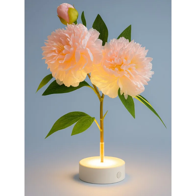 

Peony simulated flower atmosphere small desk lamp night light