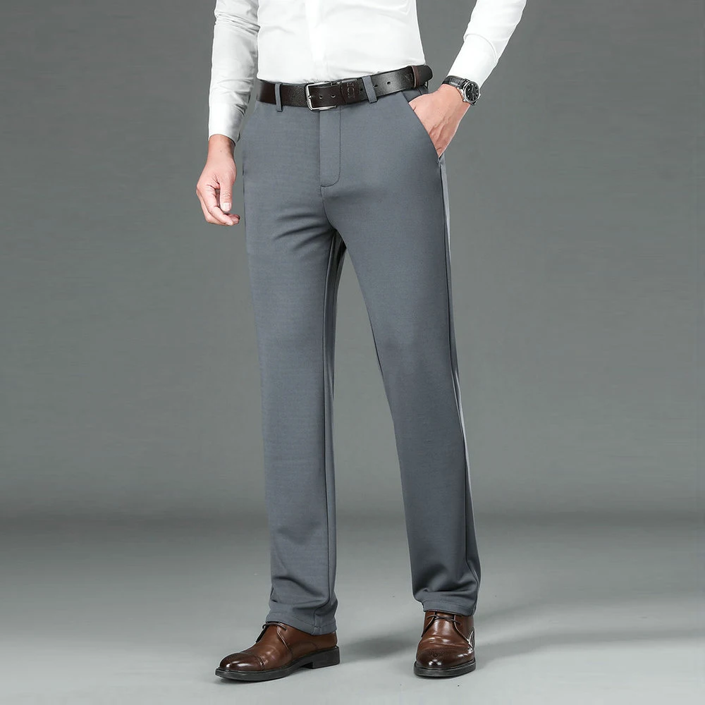 Men Anti-Wrinkle Trousers Business Casual Lightweight Elastic Polyester Dress Pants  5 Classic Colors 10+ Sizes Trouser 2025