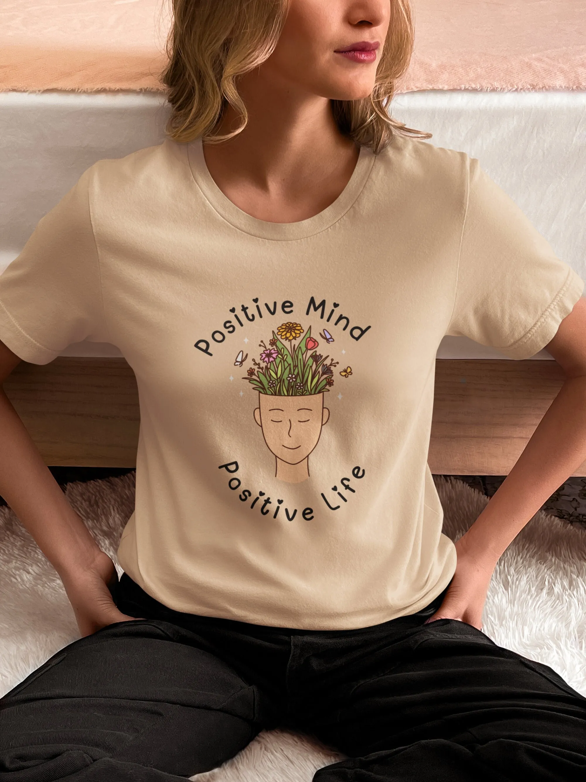 Positive Mind Life T Shirt Positivity Thinking Inspirational Quote