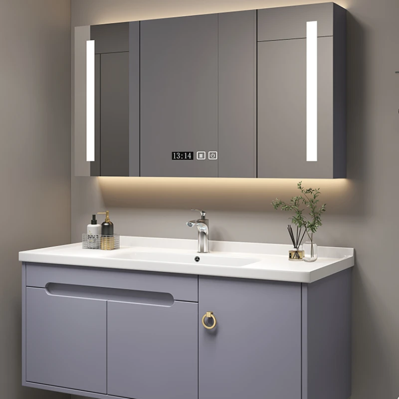 Small Closet Bathroom Kit With Mirrors Cabinet Storage Vanity Sink Floor Wall Shelf Kitchen Mdf Locker Double Washbasin Mirror