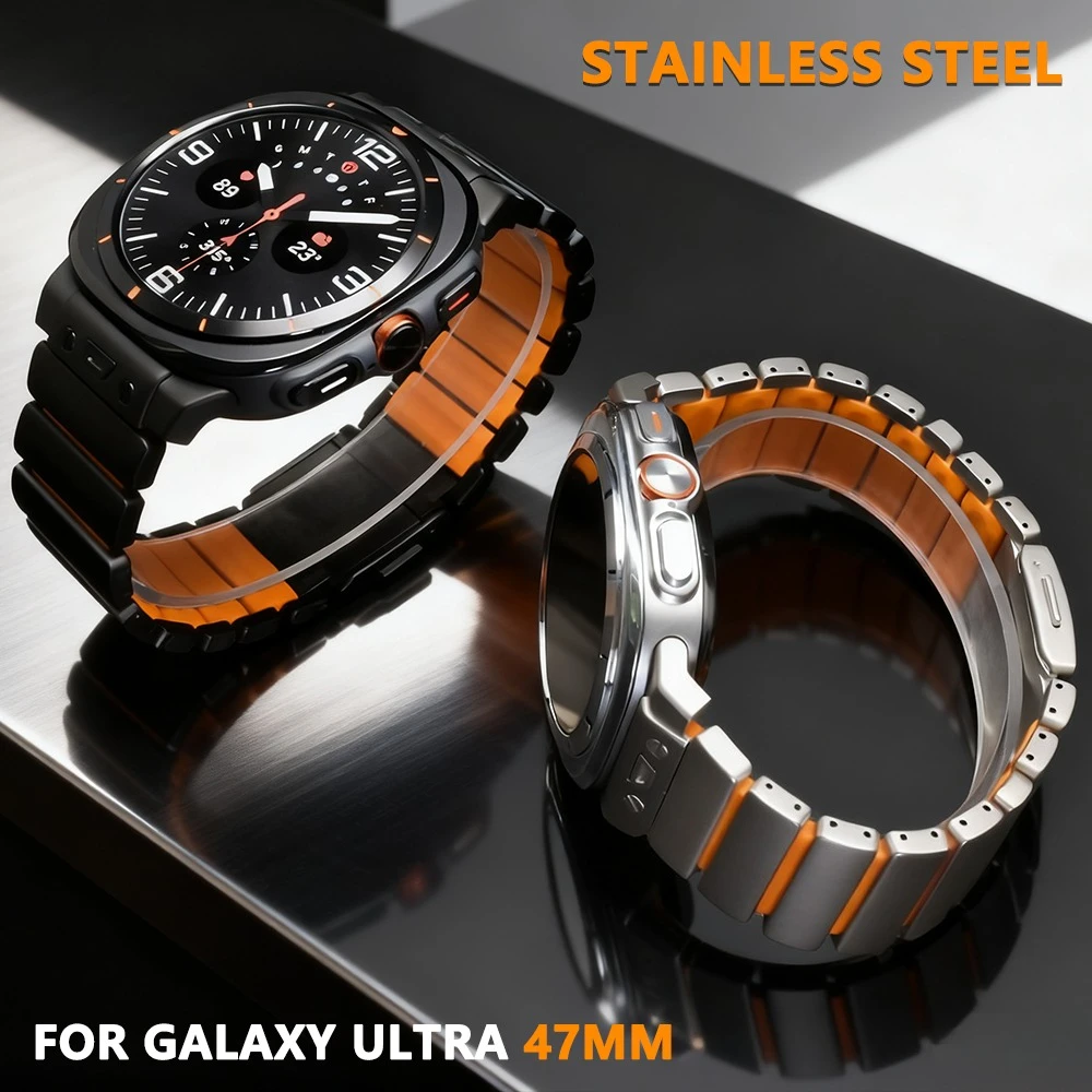 

Роскошный металлический ремешок для Samsung Galaxy Watch Ultra 2025 47 мм, резиновый ремешок из нержавеющей стали для GALAXY ULTRA 47 мм, деловой браслет