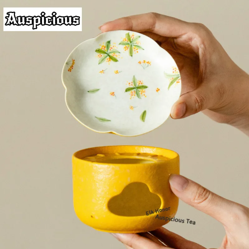 Hand-painted Osmanthus Tea Warmer Holder Candle Heater Stove Household Kettle Stand Baked Milk Jar Carbon Furnace Cafes Supplies