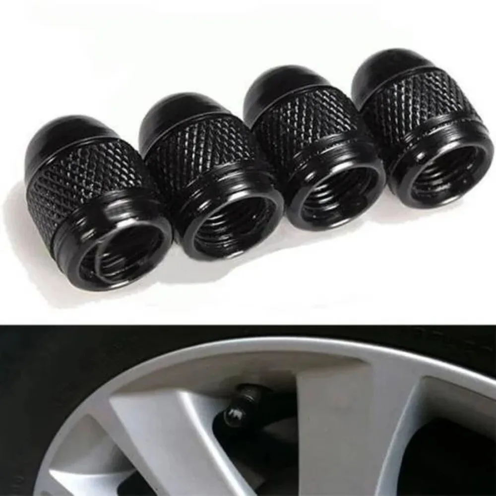 4pcs Car Truck Air Port Cover Tire Rim Valve Wheel Stem Cap Black Aluminum Nipple Caps Bullet Exterior Parts Car Accessories