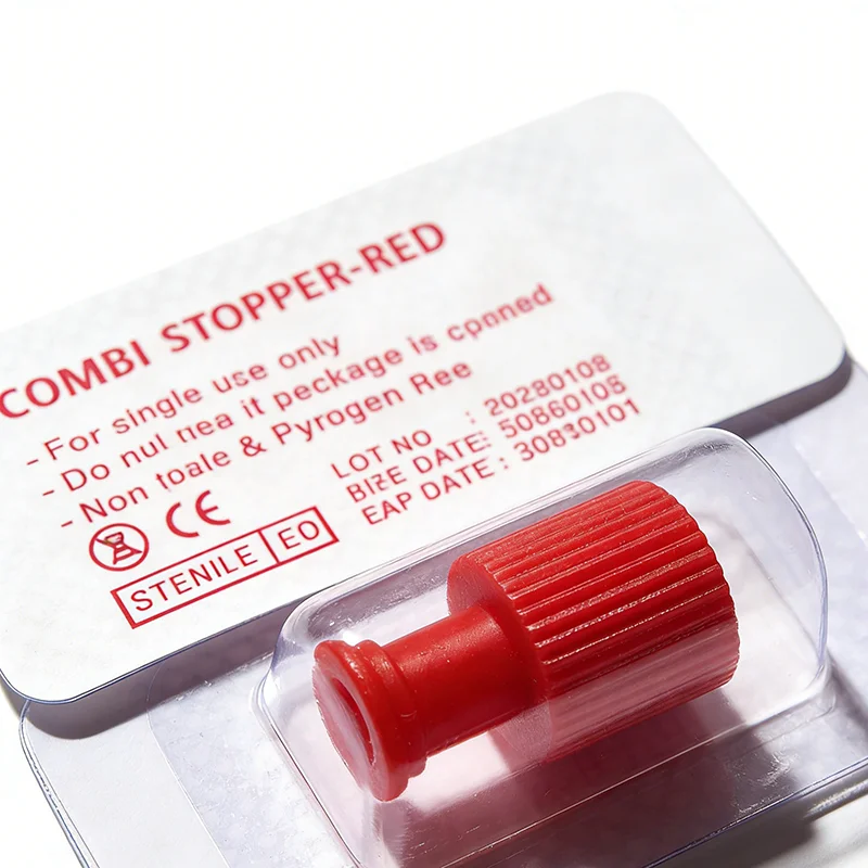 

50Pcs Combi Stopper-Red Luer Lock Syringe Male and Female Sterile individual packaging Closing Cones Connector