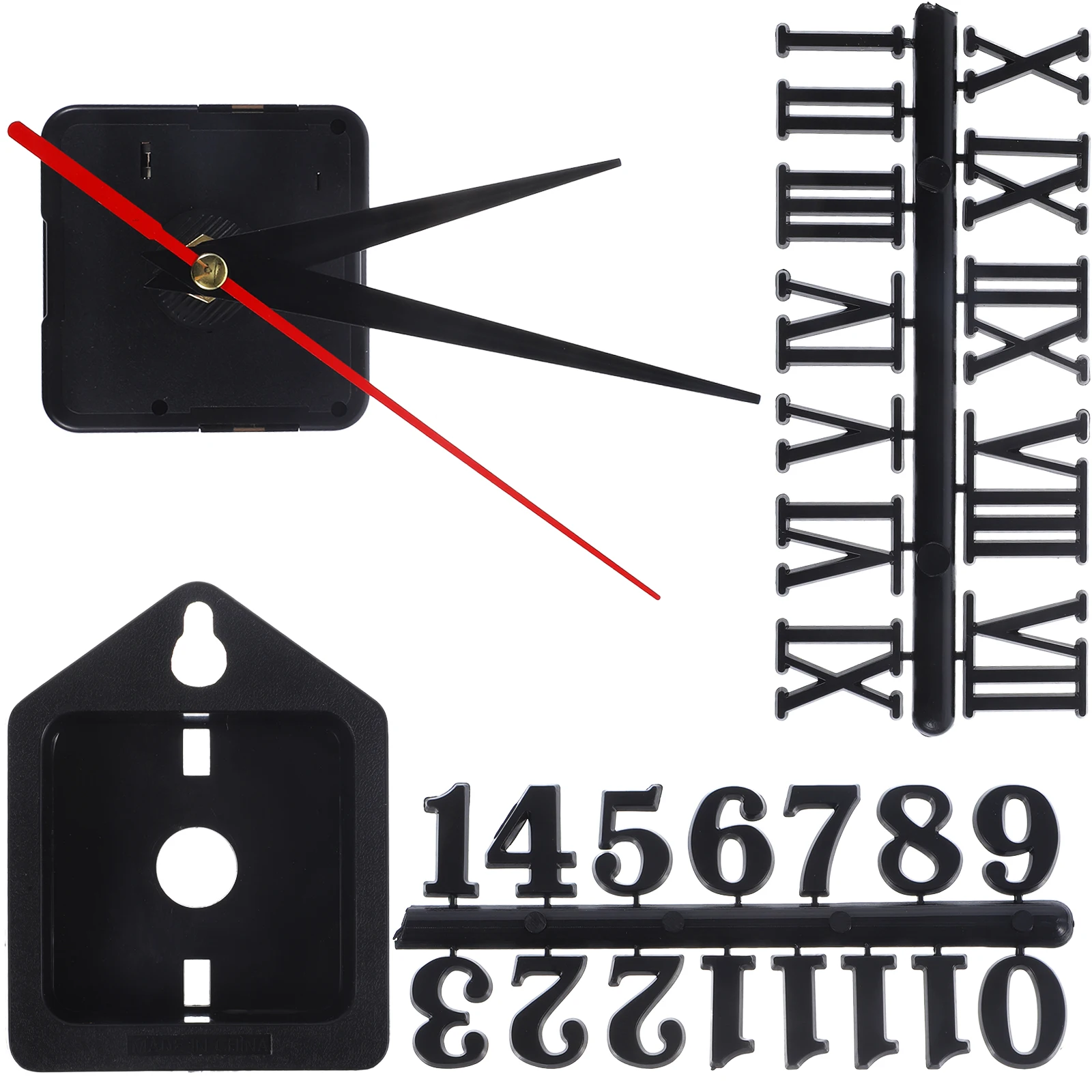 

Clock Mechanism Replacement Kits Operated Components for DIY Wall Clocks Craft Projects Plastic Metal Numbers Long Shaft
