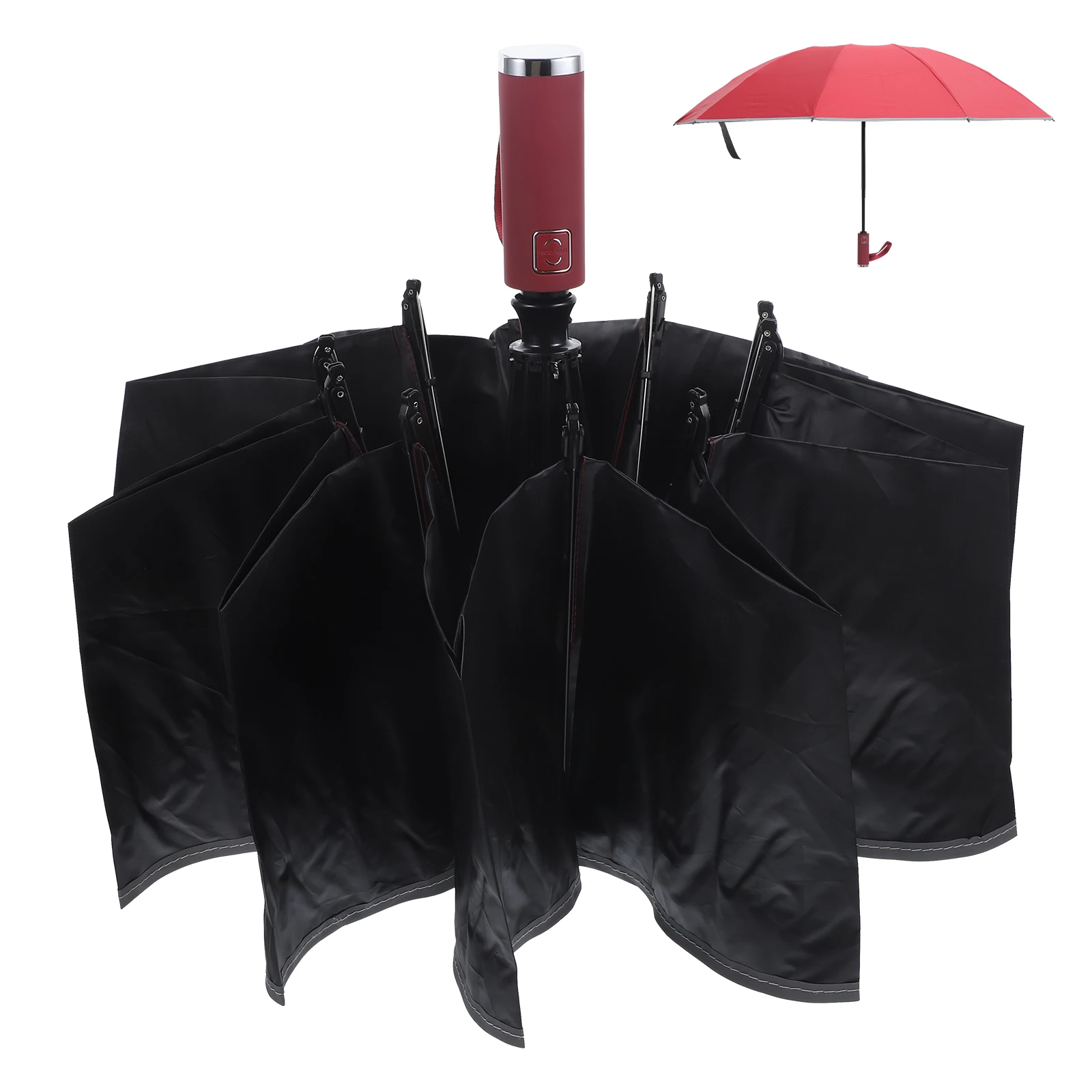 

10 rib Reversible Black Gel Umbrella for Sun Rain UV Protection Compact Lightweight Portable Travel Folding Small Size