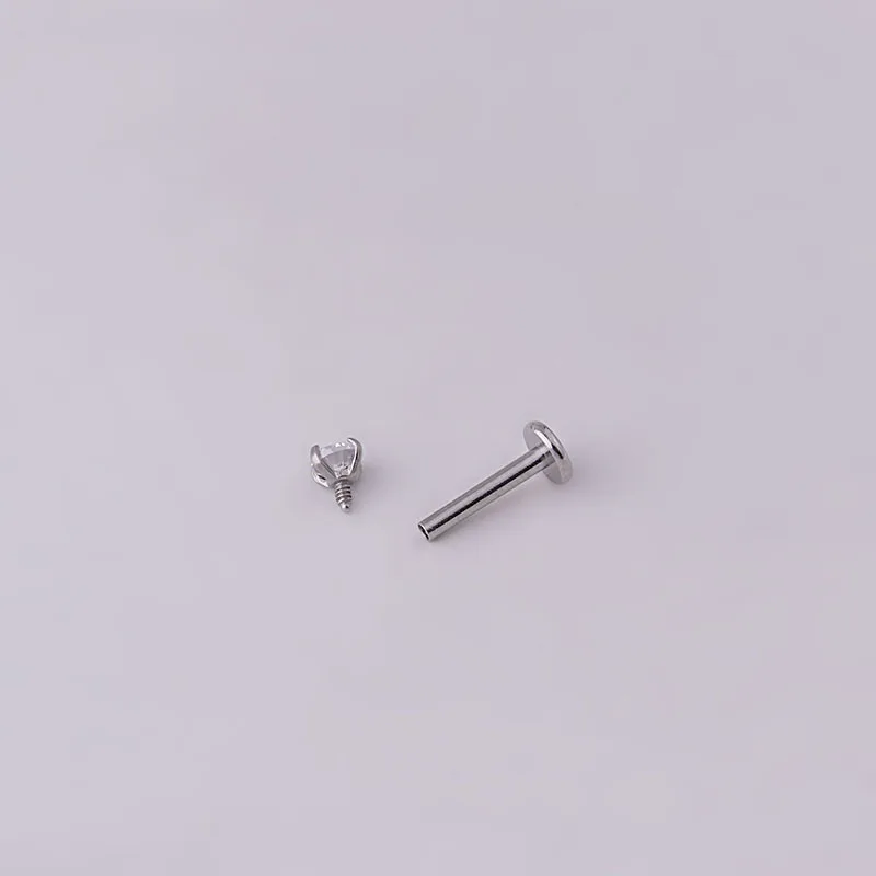 2PCS Stainless Steel Piercing Stud Crystal Labret Earrings
