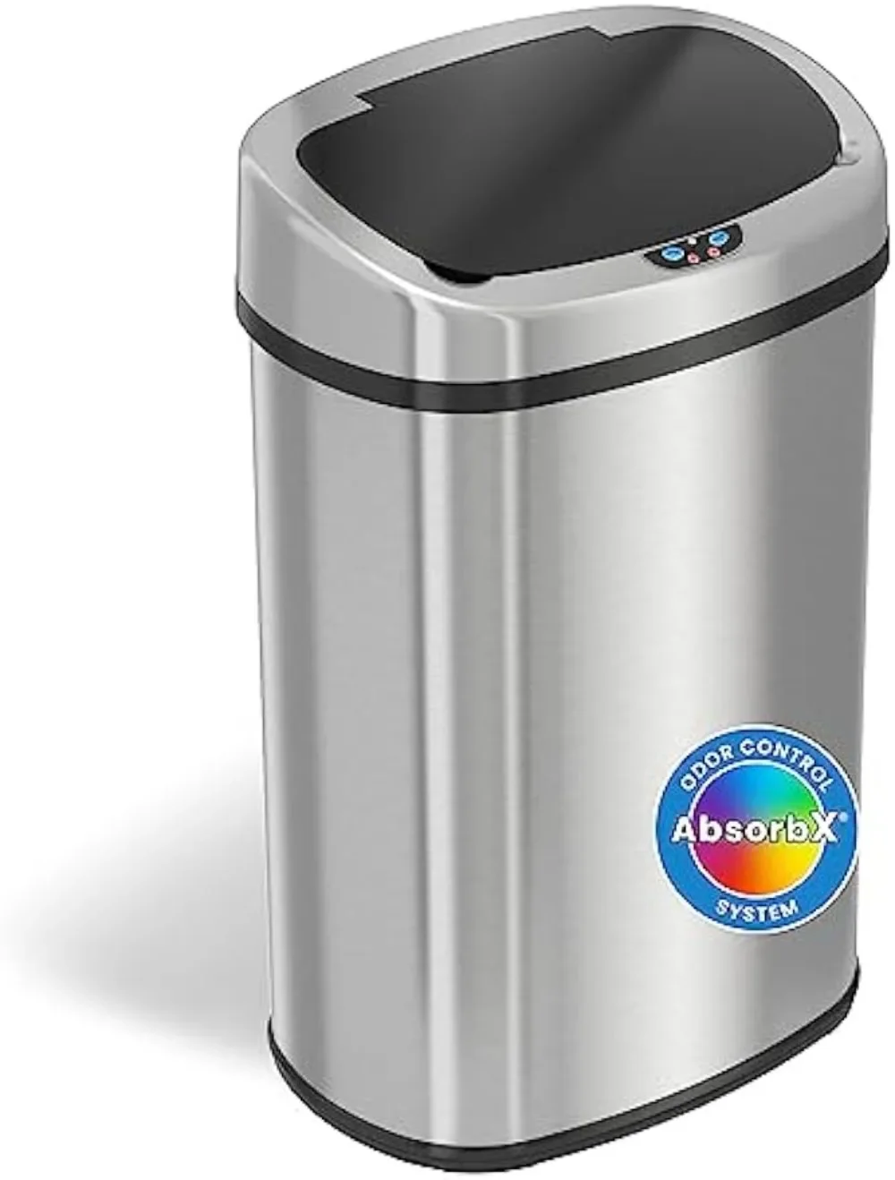 13 Gallon SensorCan Kitchen Trash Can with Odor Filter, Stainless Steel, Oval Shape, Sensor-Activated Lid Garbage Bin for Home