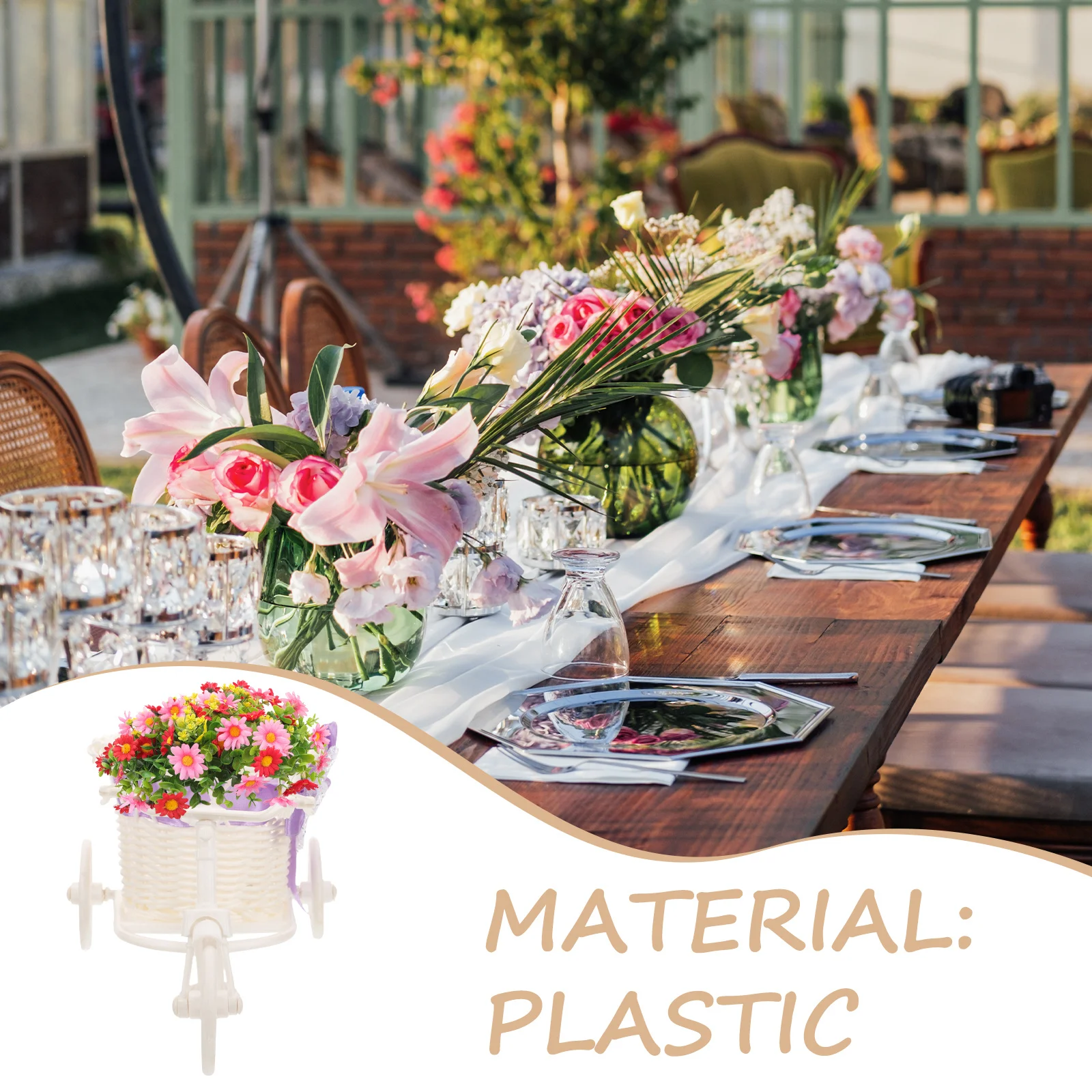 دراجة ثلاثية العجلات سلة للزهور صغيرة المنسوجة سلة تخزين الحلوى دش حفل زفاف لصالح هدية التعبئة الديكور