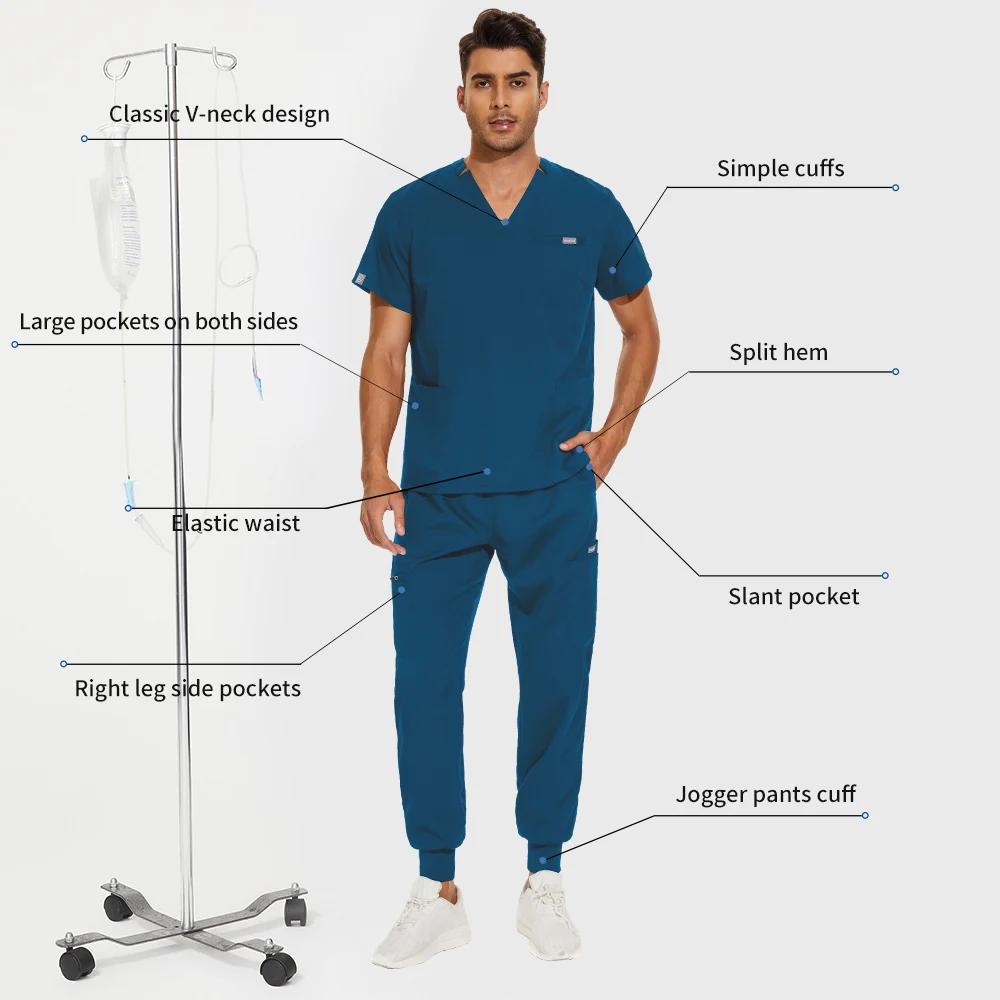 Niaahinn โรงพยาบาลหมอชุดพยาบาล Unisex ขายส่งชุดลําลองแขนสั้น V คอเสื้อ Jogger กางเกง Pharmacy ชุดทํางาน