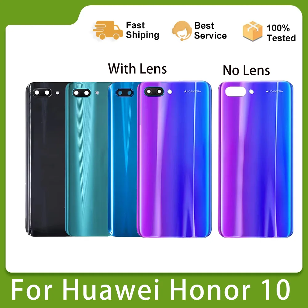 

New For Huawei Honor 10 COL-L29 Battery Back Cover 3D Glass Panel Honor10 Rear Door Housing Case Glass With Camera Lens Replace