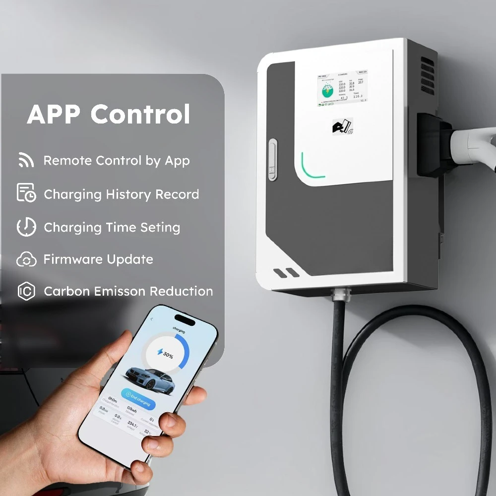 New DC EV WallBox Charger 20/30/40KW CCS2 GBT 5M Cable OCPP1.6 RFID Card + App Electric Car Fast Charging Station