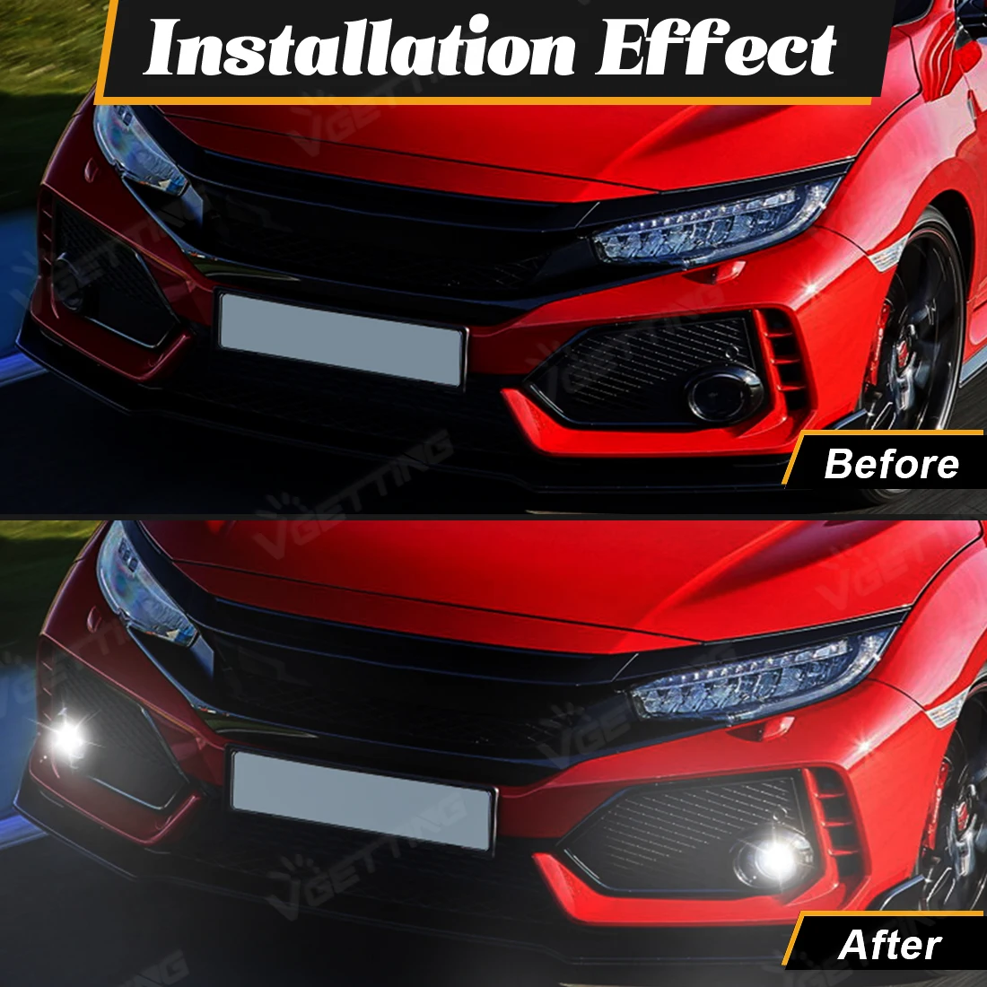 For Honda Civic Hatchback Type R Fit Jazz CRV CR-V Accord City Insight LED Fog Lamps 2017 2018 2019 2020 2021 2022 2023 2024 12V view 6