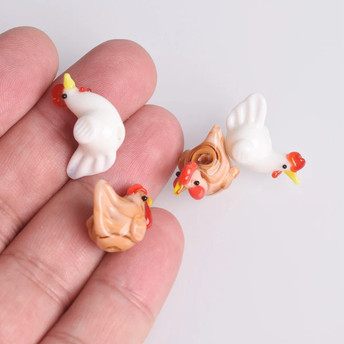 1pcs Cock Rooster Hen Shape Handmade Lampwork Glass Loose Beads For Jewelry Making DIY Crafts Findings