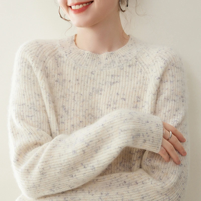 

Women’s Autumn Winter Cashmere Sweater O-neck Thicken Pullover 100% Cashmere Knitwear Long Sleeve Feamel Color Yarn Top Jumper