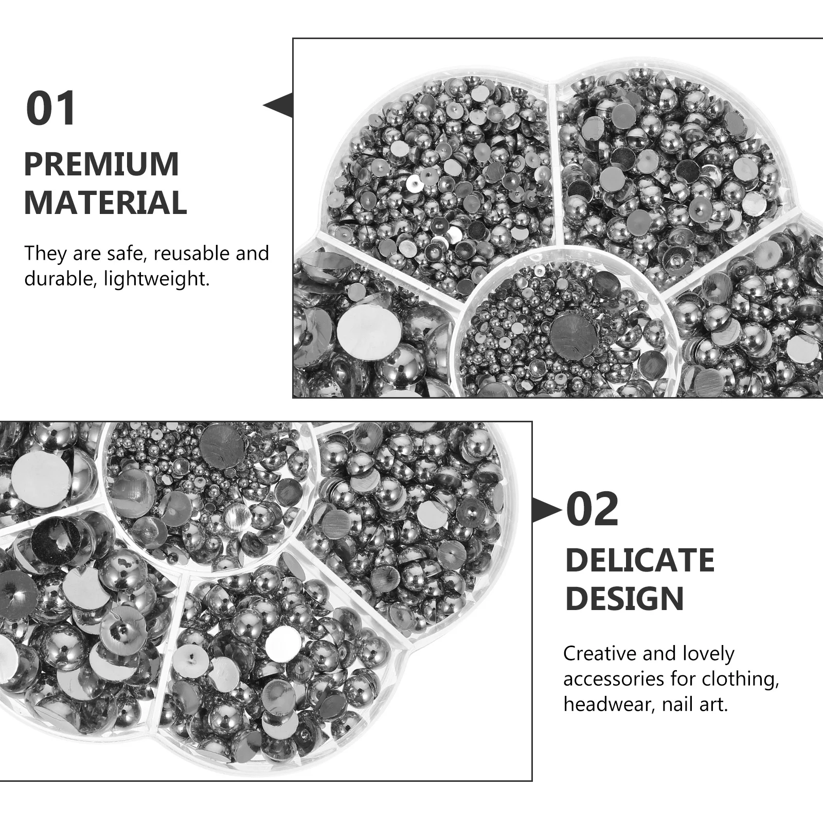 

1 Box Semicircle Resin Diy Charms Simulated Pearl Jewelry Ornament For Hairpin Nail Art Clothing Craft Accessories Handicrafts