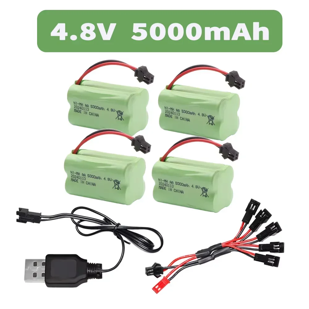 Afbeelding 3: 4.8V 5000mAh Oplaadbare NiMH Batterij Voor RC Auto's Robots Tank Gun Boten speelgoed onderdelen T Model Met SM2P Plug AA 4.8 v Batterij