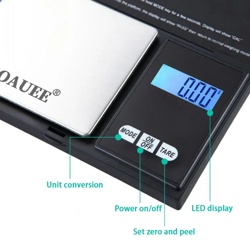 Mini Kitchen Scale Jewelry Stainless Steel 0.01g/0.1g High Precision Electronic Scale Digital Pocket Scale Gold Gram Balance