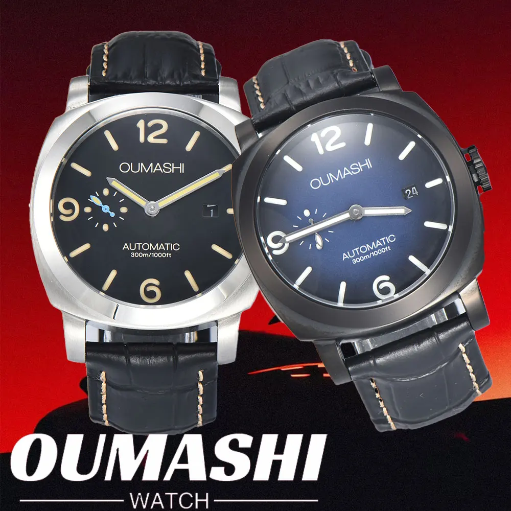 

Men's watches 44mm ST2555 Movement Watches Stainless Steel case Men's Automatic Mechanical Watch sapphire glass leather bracelet