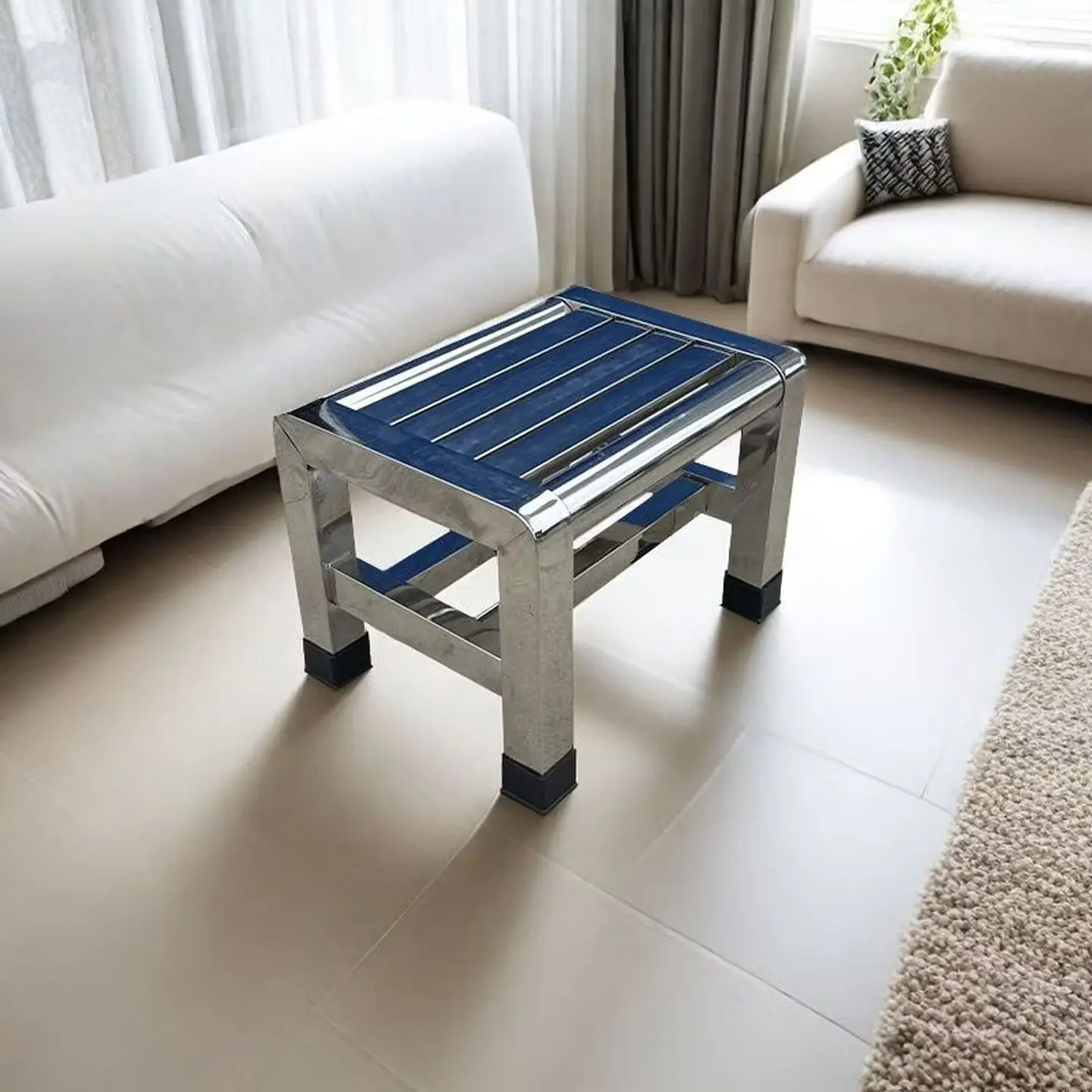 304 Stainless Steel Square Stool 20cm Non Slip Low Seat 28x21cm for Bathroom Kitchen Lab Home Entryway Utility 스테인리스 사각 스툴